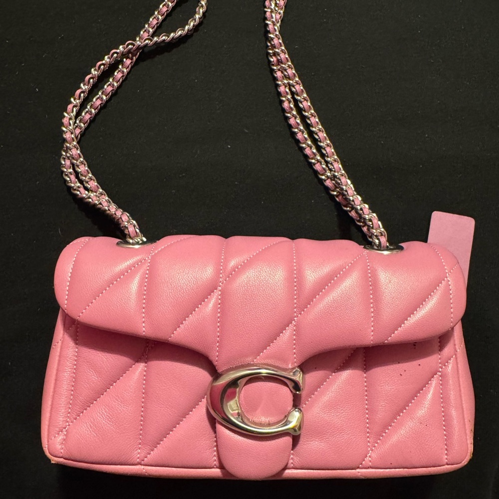 Pink Quilted Leather Shoulder Bag